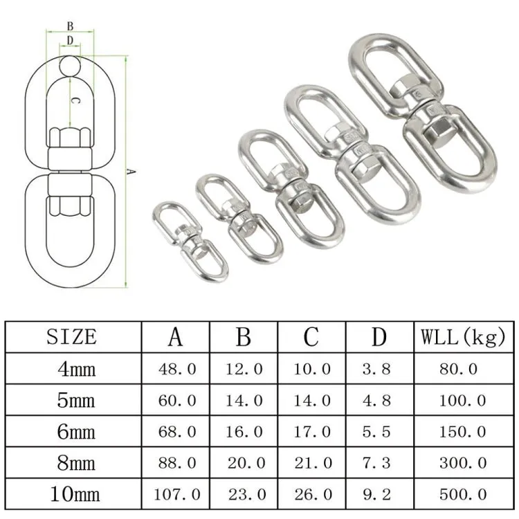 10mm 304 Stainless Steel Universal Rotating Ring