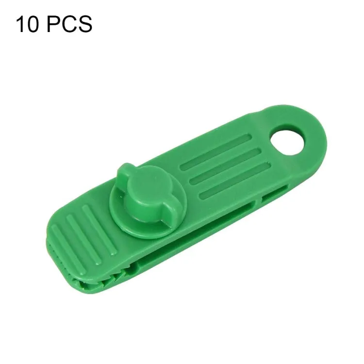 10pcs /Set Outdoor Camping Canopy Windproof Clip Tent Additional Pull Point Plastic Clip Rainproof Tarp Fixing Clip, Color: B Clip (Green)