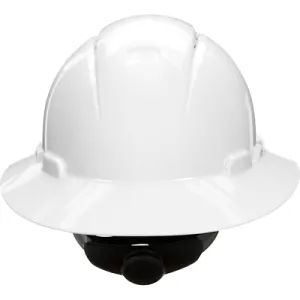 3M Full Brim Hard Hat H-801V, White 4-Point Ratchet Suspension, Vented