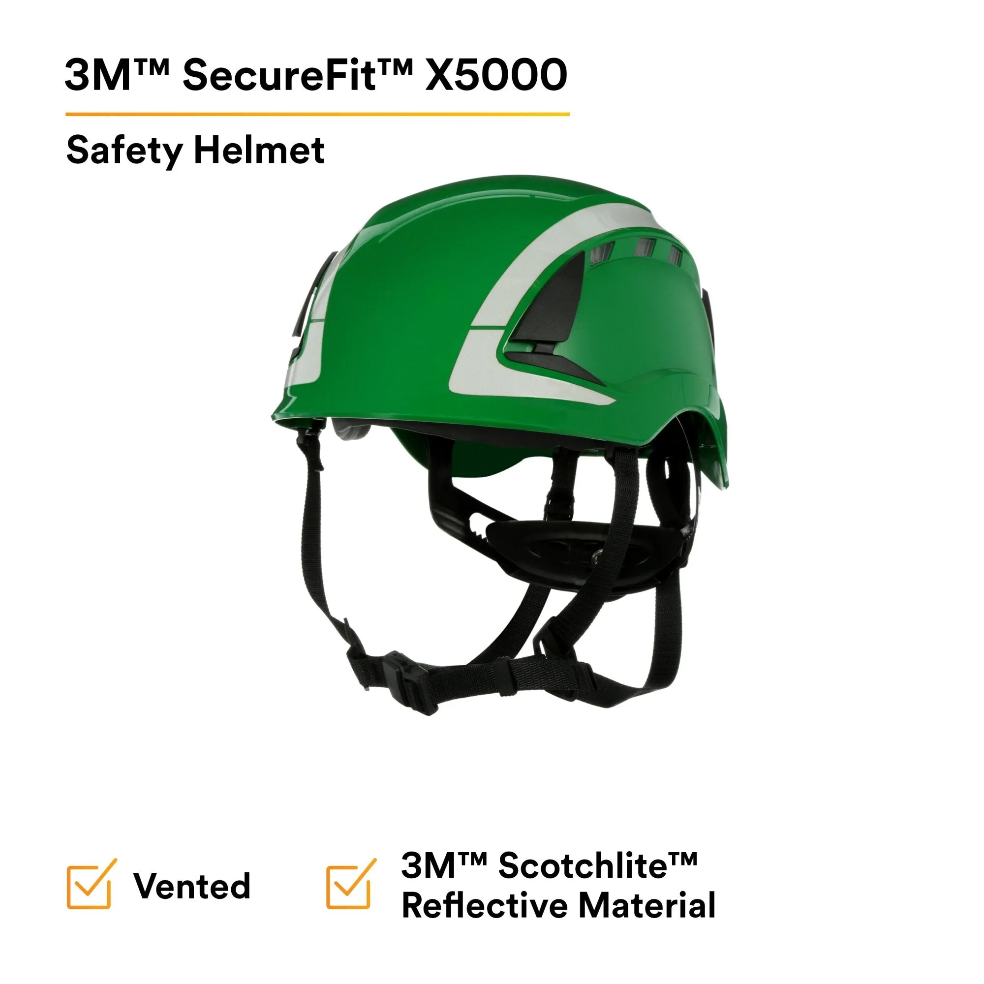 3M SecureFit Safety Helmet, X5004VX-ANSI,  Green, vented, 1Ea/Box