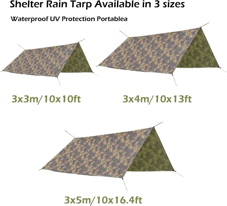 3X3m Waterproof Tent Tarp Square Canopy Polyester Sunshade Floor Mat(Camouflage)