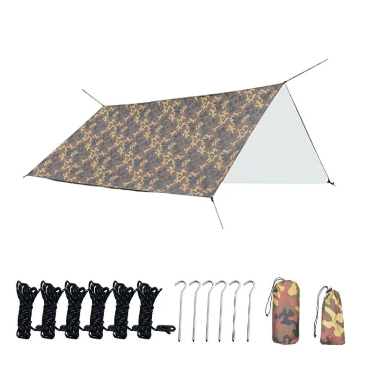 3X3m Waterproof Tent Tarp Square Canopy Polyester Sunshade Floor Mat(Camouflage)