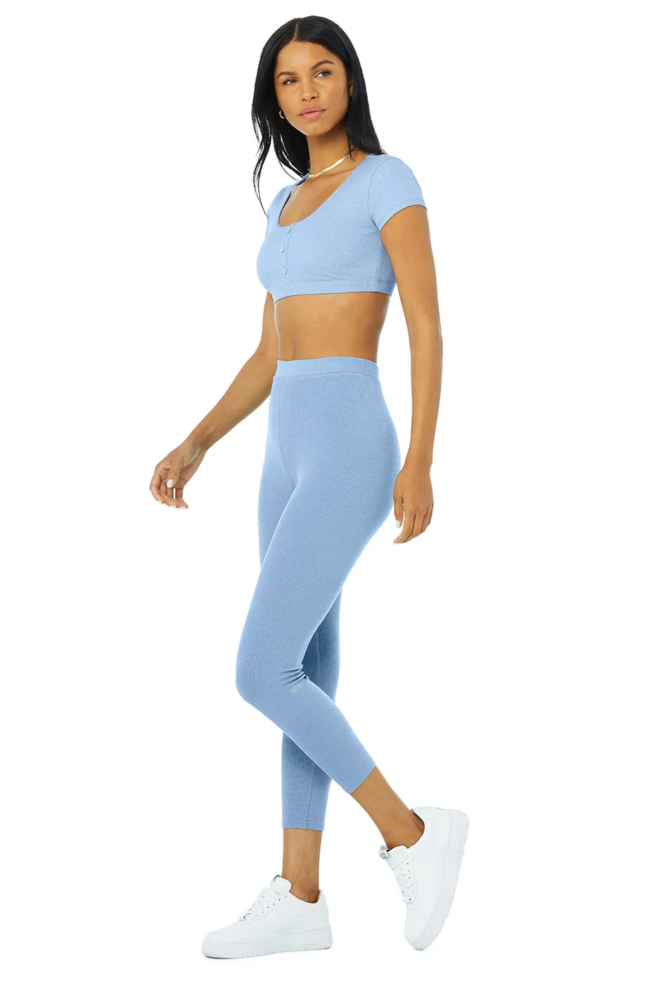 Blissful Henley Bra Top & Ribbed High-Waist 7/8 Blissful Legging Set