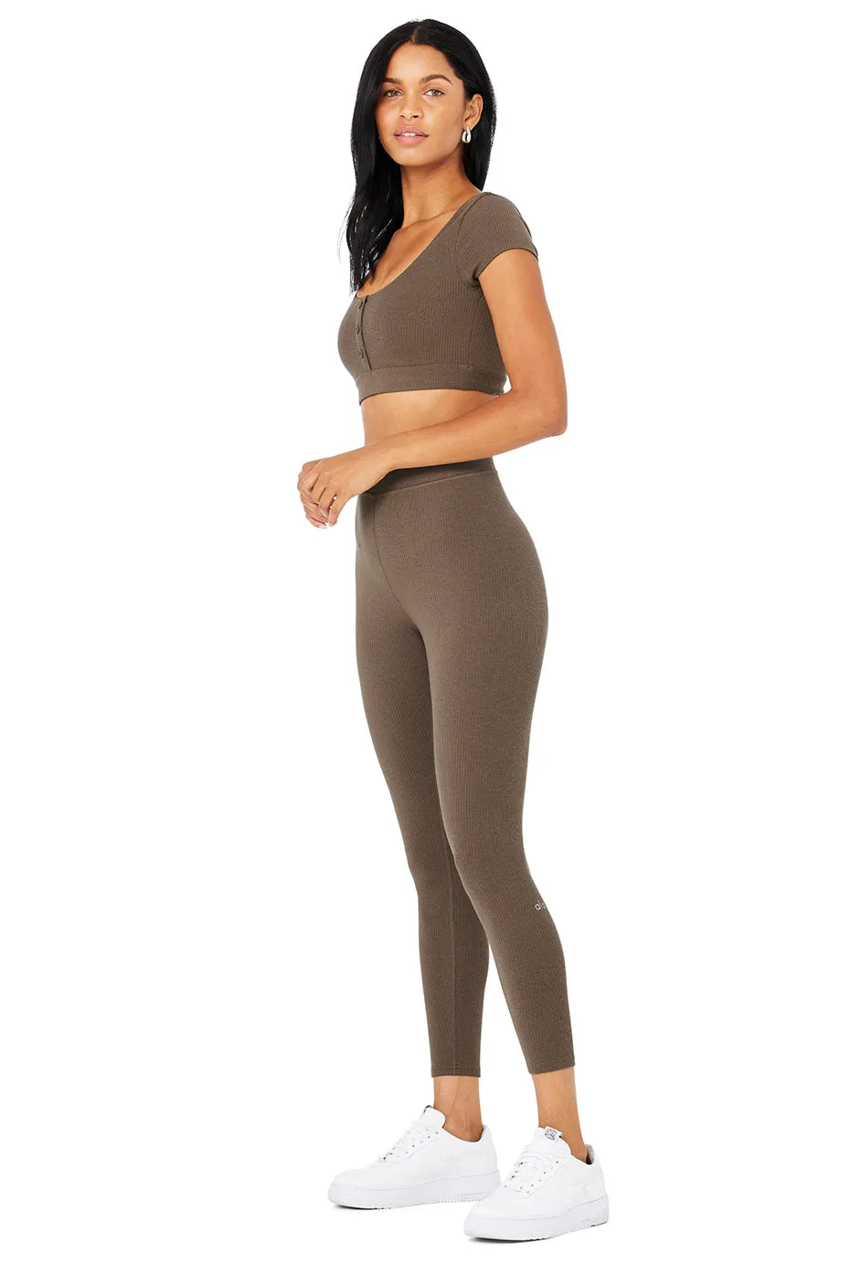 Blissful Henley Bra Top & Ribbed High-Waist 7/8 Blissful Legging Set