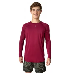 BRUCE BOLT Long Sleeve Performance T-Shirt with Reflective Bolt - MAROON