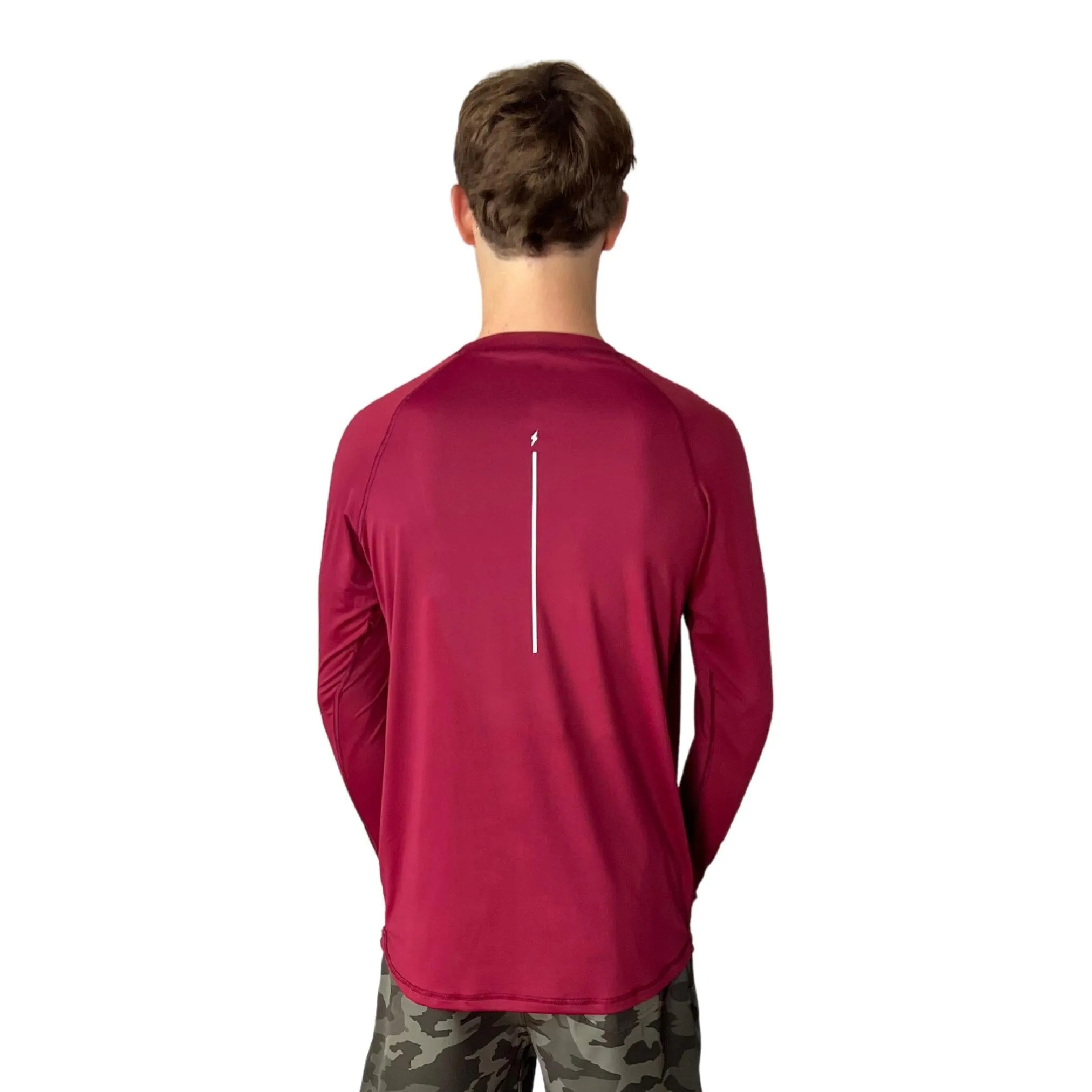 BRUCE BOLT Long Sleeve Performance T-Shirt with Reflective Bolt - MAROON