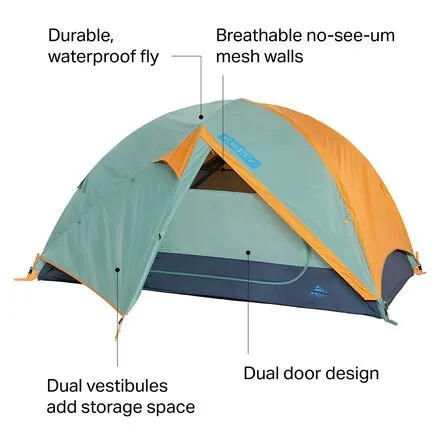 Cordless Tent 2: Kelty 2 Person, 3 Season, Malachite/Golden Oak