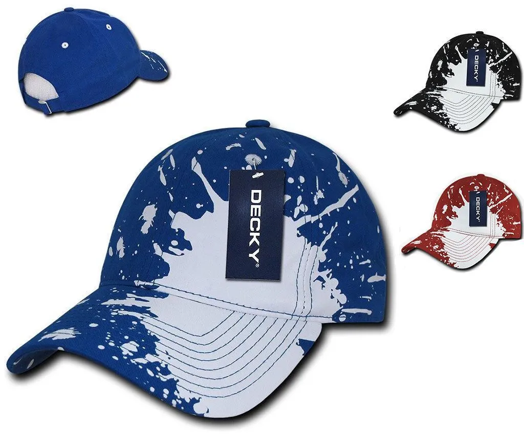 Decky Splat Paint Polo Cotton Sweatband Low Crown Dad Caps Hats