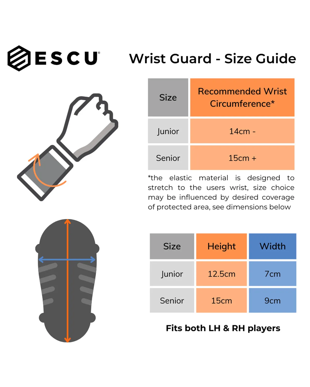 ESCU Wrist Sweatband/Wrist Guard - Senior