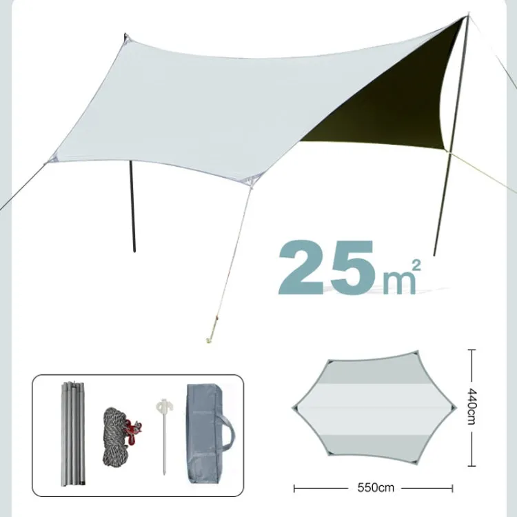 Outdoor Camping Tent, Style: Vinyl Sunscreen Hexagon 5.5x4.4m Sky Blue