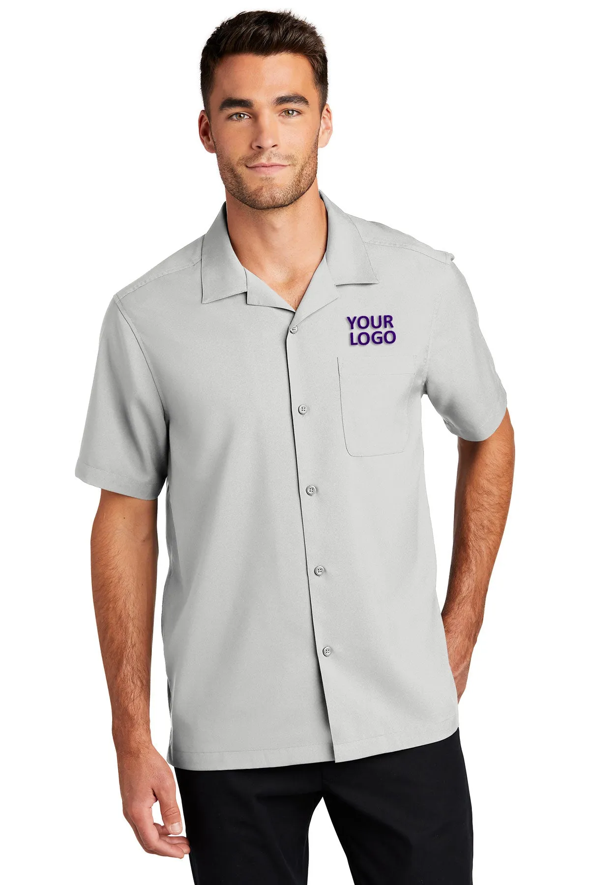 Port Authority Short Sleeve Performance Custom Shirts, Silver