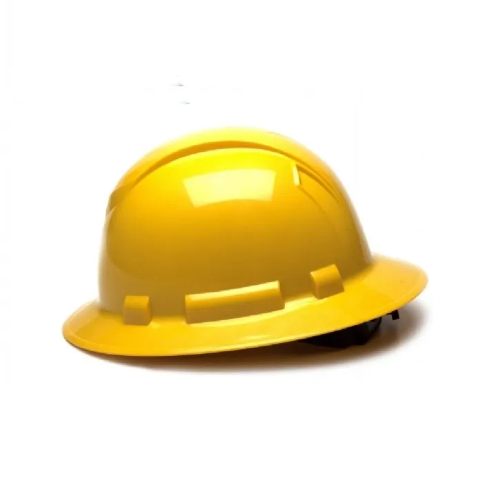 Pyramex Ridgeline HP54130 4 Point Standard Ratchet Full Brim Hard Hat, Yellow, One Size, 1 Each