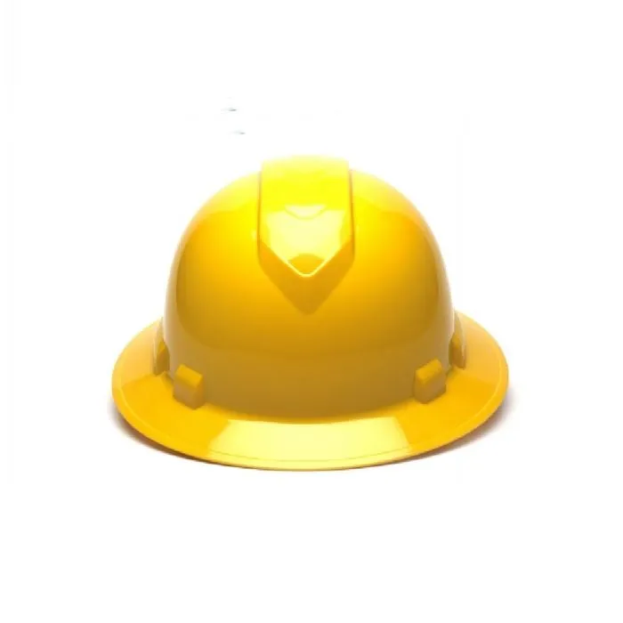 Pyramex Ridgeline HP54130 4 Point Standard Ratchet Full Brim Hard Hat, Yellow, One Size, 1 Each