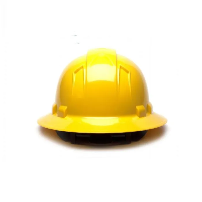 Pyramex Ridgeline HP54130 4 Point Standard Ratchet Full Brim Hard Hat, Yellow, One Size, 1 Each