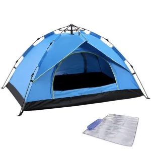 TC-014 Outdoor Beach Travel Camping Automatic Spring Multi-Person Tent For 3-4 People(Blue Mat)