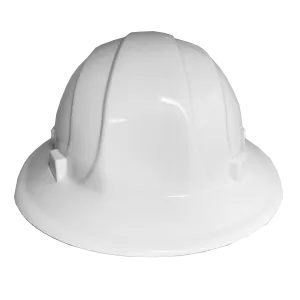 (White) Omega II Full Brim Hard Hat - 6-Point Ratchet Suspension - White