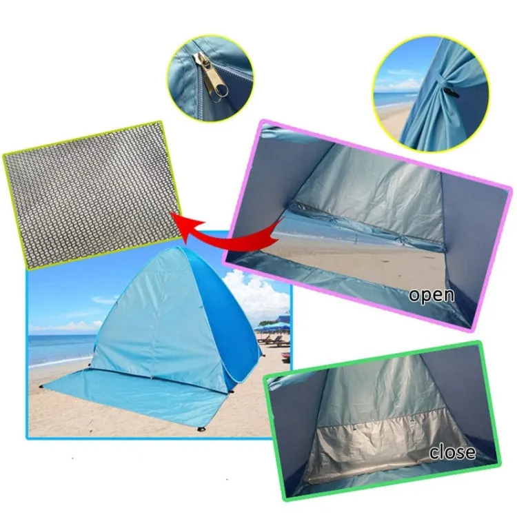 With Curtain Automatic Instant Pop Up Tent Potable Beach Tent, Size:  200x165x130cm(Blue)